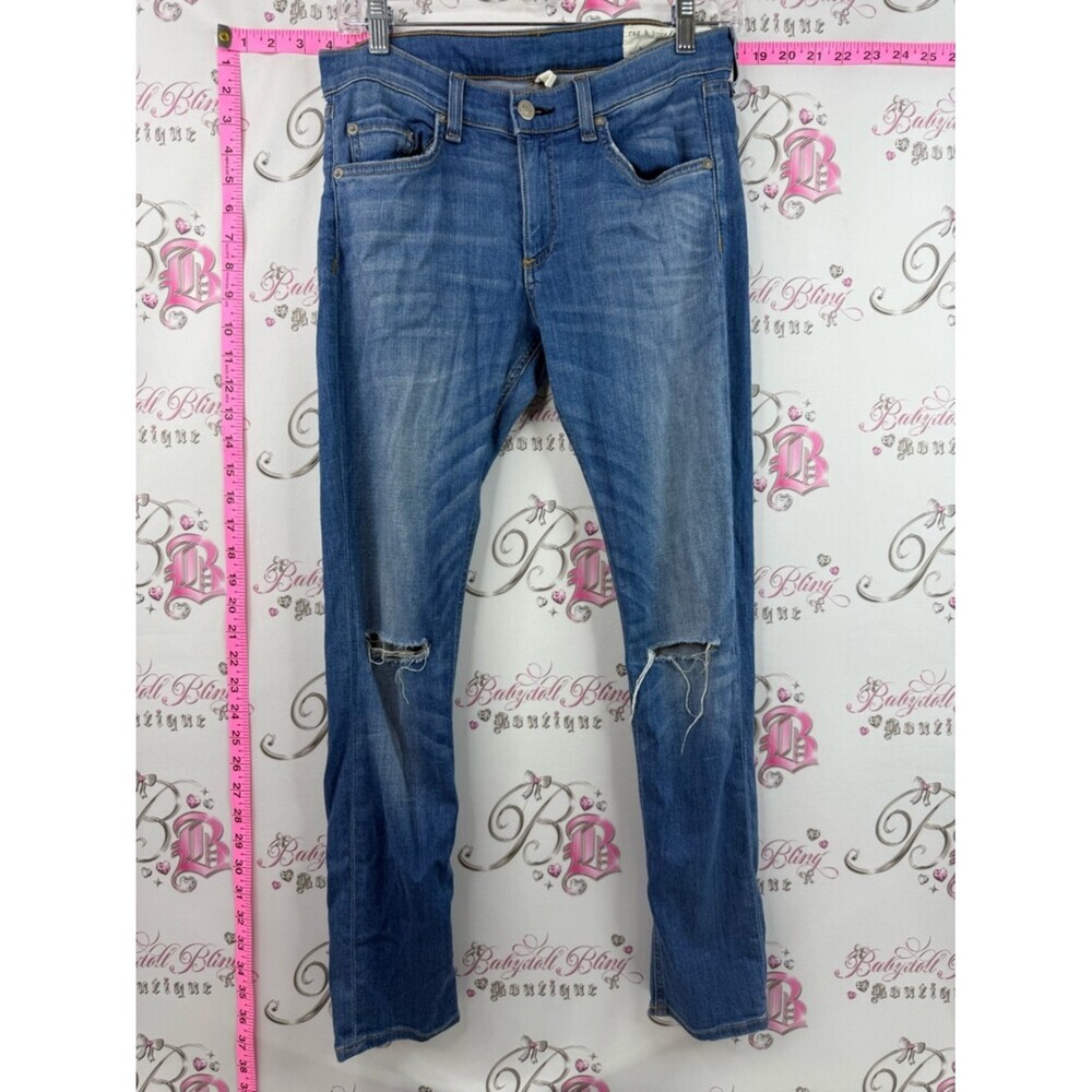 rag & bone jeans capri light Blue Slim Straight Distressed Jeans